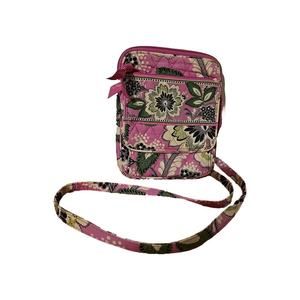 Vera Bradley Hipster Crossbody Bag Priscilla Pink Floral Pockets Adjust Strap
